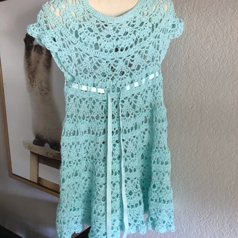 Handmade crocheted dress.